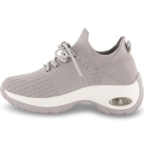 CUSHIONAIRE Women's Blaze Stretch Knit Slip on lace Sneaker Memory Foam LiteSole
